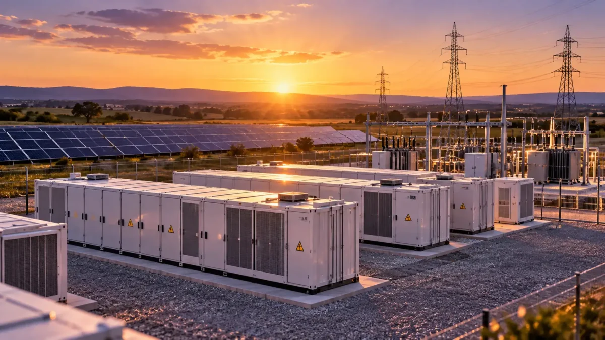 Proiect BESS în România – instalații de stocare a energiei în baterii, parc fotovoltaic și infrastructură de racordare la rețea